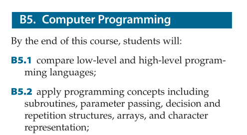 Screenshot of the TEJ4M B5 curriculum expectations